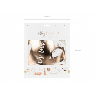Svatební / rozlučkové rekvizity do fotokoutku, rosegold edice, set 10ks (zn. PartyDeco)