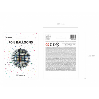 Fóliový balónek DISCO koule, 40cm (zn. PartyDeco)