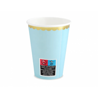 Papírové kelímky, mátový, 220ml, set 6ks (zn. PartyDeco)