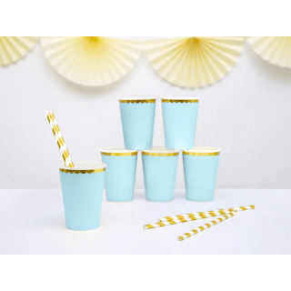 Papírové kelímky, mátový, 220ml, set 6ks (zn. PartyDeco)