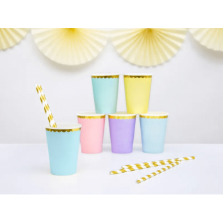 Papírové kelímky, mátový, 220ml, set 6ks (zn. PartyDeco)