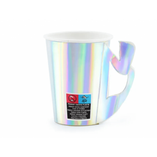 Papírové kelímky holografické - mořský svět / panna, 220ml, set 6ks (zn. PartyDeco)