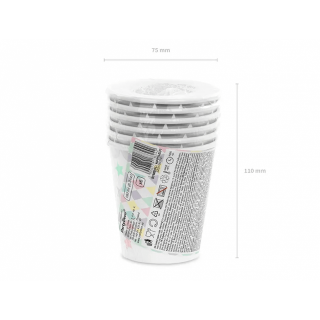 Papírové kelímky, barevné hvězdy, 180 ml (zn. PartyDeco)
