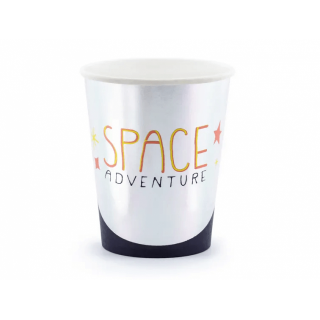 Papírové kelímky SPACE VESMÍR, stříbrné, 200ml (zn. PartyDeco)