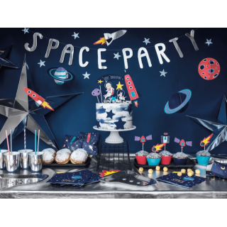 Papírové kelímky SPACE VESMÍR, stříbrné, 200ml (zn. PartyDeco)