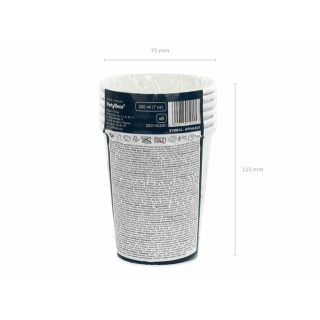 Papírové kelímky SPACE VESMÍR, stříbrné, 200ml (zn. PartyDeco)