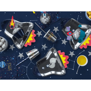 Papírové kelímky SPACE VESMÍR, stříbrné, 200ml (zn. PartyDeco)