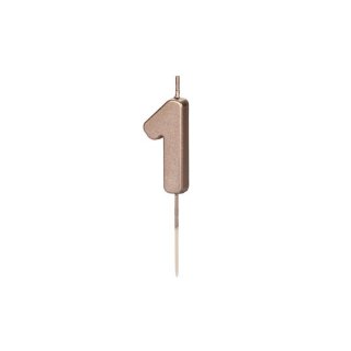 Svíčka na dort, číslice 1, rosegold barva, 4.5cm (zn. PartyDeco)