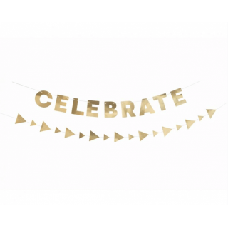 Papírová girlanda Let´s Celebrate, zlatá, 2 ks (zn. UNIQUE)