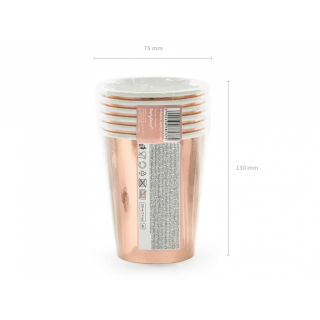 Papírové kelímky SHE SAID YES!, rosegold, 220ml, set 6ks (zn. PartyDeco)