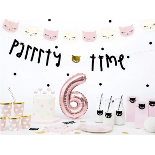 Papírové talířky Kočička, růžová barva, 22x20cm, set 6ks (zn. PartyDeco)