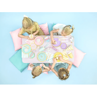 Papírové talířky mátové se zlatým okrajem, 18cm, set 6ks (zn. PartyDeco)