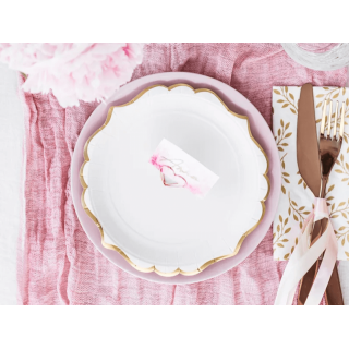 Papírové talířky - bílé s zlatým okrajem, 18.5cm, set 6ks (zn. PartyDeco)