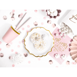Papírové talířky - bílé s zlatým okrajem, 18.5cm, set 6ks (zn. PartyDeco)