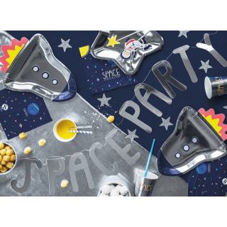 Papírové talířky Hvězda - stříbrné, 23cm, set 6ks (zn. PartyDeco)