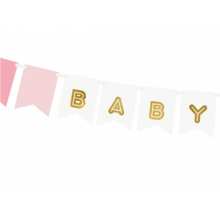 Girlanda Baby Girl, papírová, délka 1.75m (zn. PartyDeco)