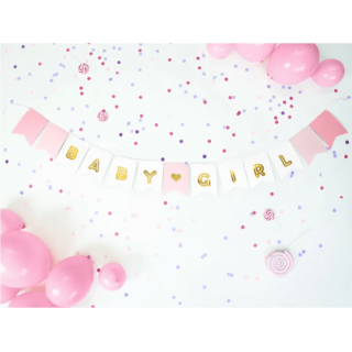 Girlanda Baby Girl, papírová, délka 1.75m (zn. PartyDeco)