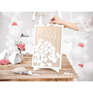 Dřevěná svatební kniha hostů - Andělská křídla, 27.5x39.5cm (zn. PartyDeco)