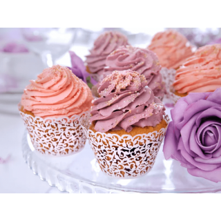 Přebaly na cupcaky, bílá krajka, 5.5x8.5cm, set 10ks (zn. PartyDeco)