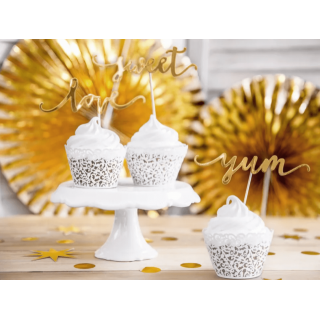 Přebaly na cupcaky, bílá krajka, 5.5x8.5cm, set 10ks (zn. PartyDeco)