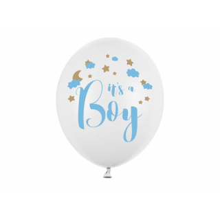 Latexový pastelový balónek It´s a Boy, bílo-modrý, 30 cm (zn. PartyDeco)