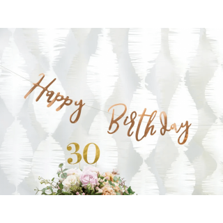 Narozeninová girlanda "Happy Birthday", rose gold barva (zn. PartyDeco)