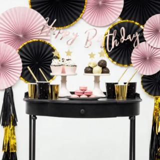 Narozeninová girlanda "Happy Birthday", rose gold barva (zn. PartyDeco)