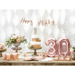 Narozeninová girlanda "Happy Birthday", rose gold barva (zn. PartyDeco)