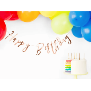 Narozeninová girlanda "Happy Birthday", rose gold barva (zn. PartyDeco)