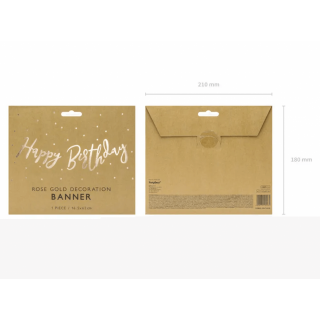 Narozeninová girlanda "Happy Birthday", rose gold barva (zn. PartyDeco)