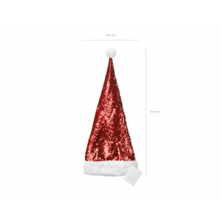 Santa čepice, prémiová s obracejícími se flitry (zn. PartyDeco)