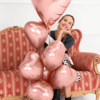 Fóliový balónek srdce, 61cm, rosegold barva (zn. PartyDeco)