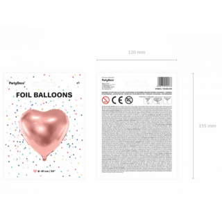 Fóliový balónek srdce, 61cm, rosegold barva (zn. PartyDeco)