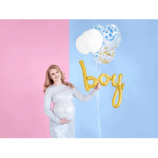 Fóliový balónek nápis Boy, zlatá barva (zn. PartyDeco)