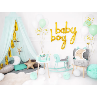Fóliový balónek nápis Boy, zlatá barva (zn. PartyDeco)