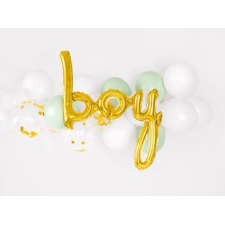 Fóliový balónek nápis Boy, zlatá barva (zn. PartyDeco)