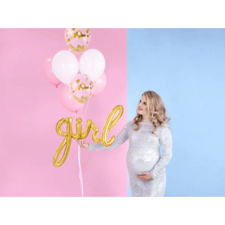 Fóliový balónek nápis Girl, zlatá barva (zn. PartyDeco)