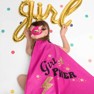 Fóliový balónek nápis Girl, zlatá barva (zn. PartyDeco)