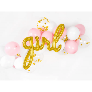 Fóliový balónek nápis Girl, zlatá barva (zn. PartyDeco)