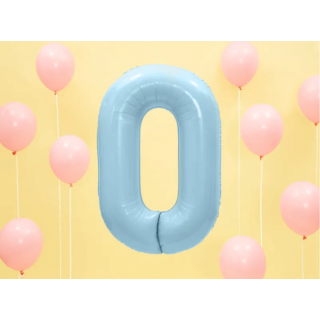 Fóliová ČÍSLICE 0, světle modrá barva, velikost 86cm (zn. PartyDeco)
