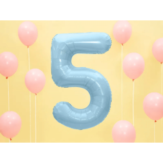 Fóliová ČÍSLICE 5, světle modrá barva, velikost 86cm (zn. PartyDeco)