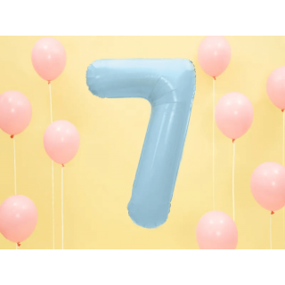 Fóliová ČÍSLICE 7, světle modrá barva, velikost 86cm (zn. PartyDeco)