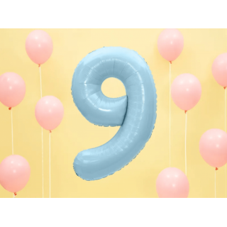 Fóliová ČÍSLICE 9, světle modrá barva, velikost 86cm (zn. PartyDeco)