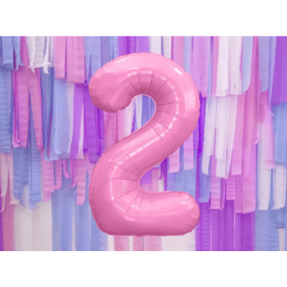 Fóliová ČÍSLICE 2, světle růžová barva, velikost 86cm (zn. PartyDeco)