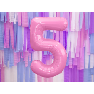 Fóliová ČÍSLICE 5, světle růžová barva, velikost 86cm (zn. PartyDeco)