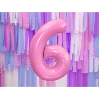 Fóliová ČÍSLICE 6, světle růžová barva, velikost 86cm (zn. PartyDeco)