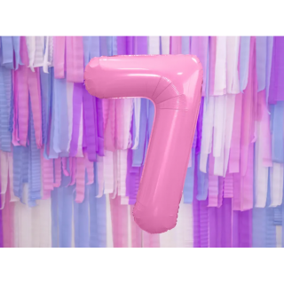 Fóliová ČÍSLICE 7, světle růžová barva, velikost 86cm (zn. PartyDeco)