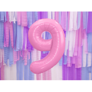 Fóliová ČÍSLICE 9, světle růžová barva, velikost 86cm (zn. PartyDeco)