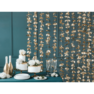 Fóliový závěs z květů - dekorační, 1x2.10m, zlatá barva (zn. PartyDeco)