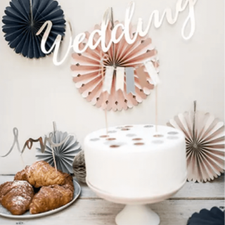 Dekorativní rozety 5ks - mix šedo-růžový (zn. PartyDeco)